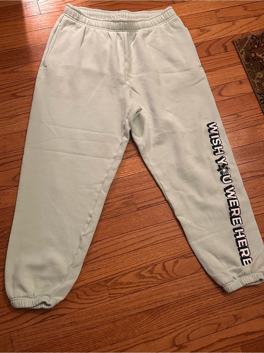 Victoria's Secret Mint Green 'Wish You Were Here' Sweatpants